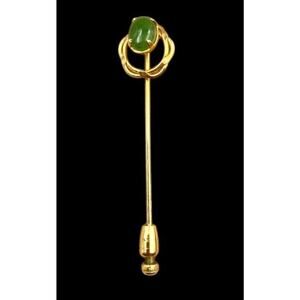 Arthur Pepper ART Stick Pin 1/20th 12k GF Nephrite Jade Jewelry 1950s Jewelry